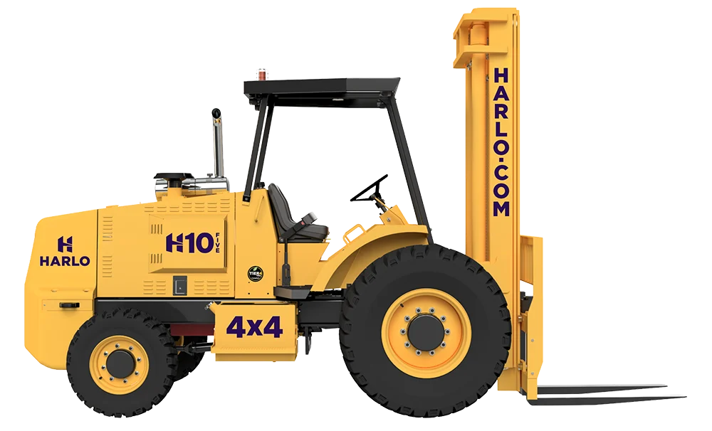Harlo H10 Series rough terrain forklift, side view