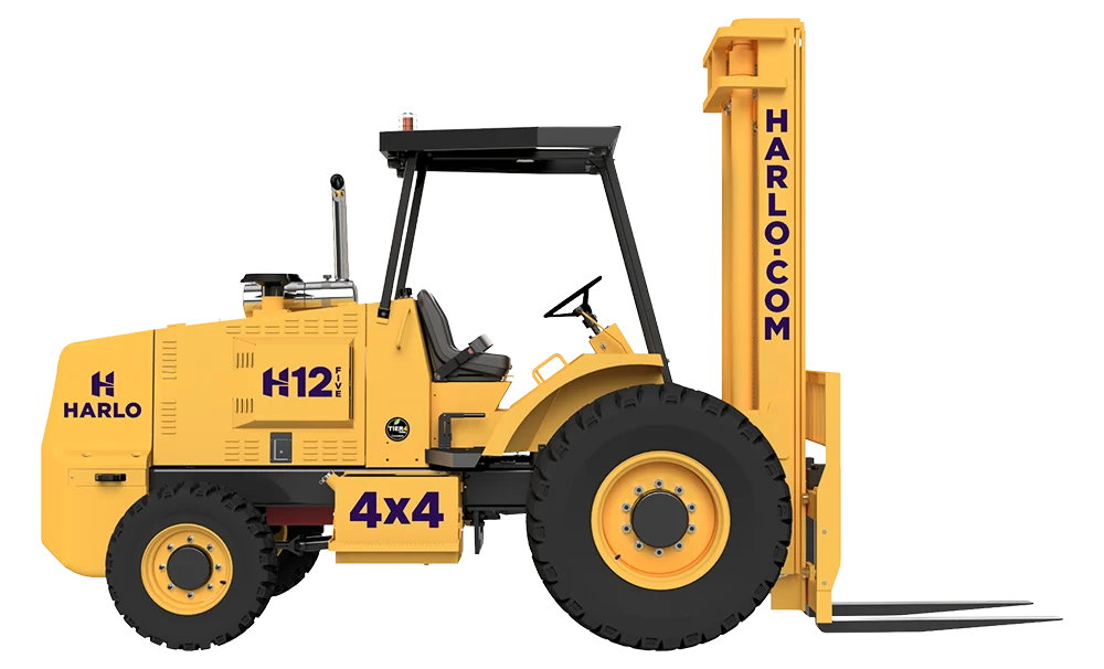 Harlo H12 Series rough terrain forklift, side view