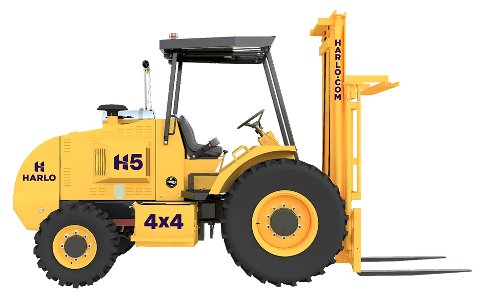 Harlo H5 Series Rough Terrain Forklift Harlo H5 Series rough terrain forklift, side view