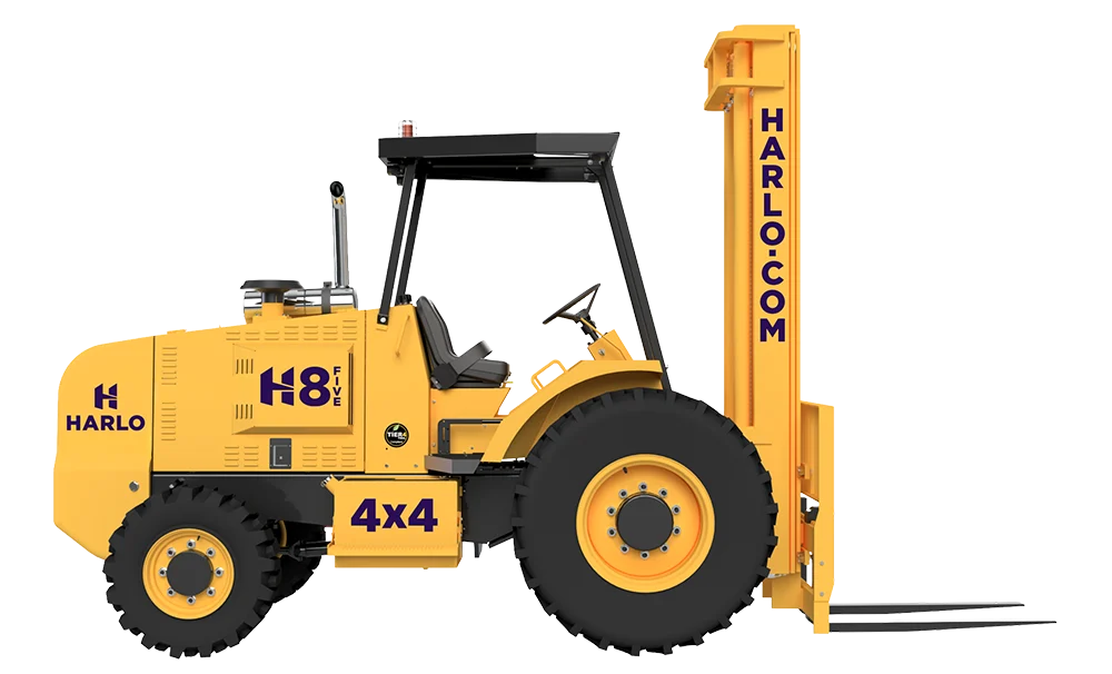 Harlo H8 Series rough terrain forklift, side view