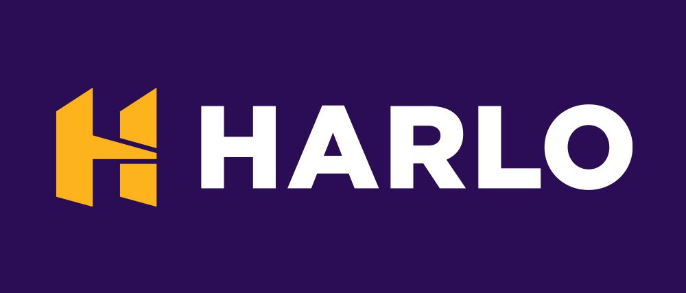Harlo's new brand logo on a purple background