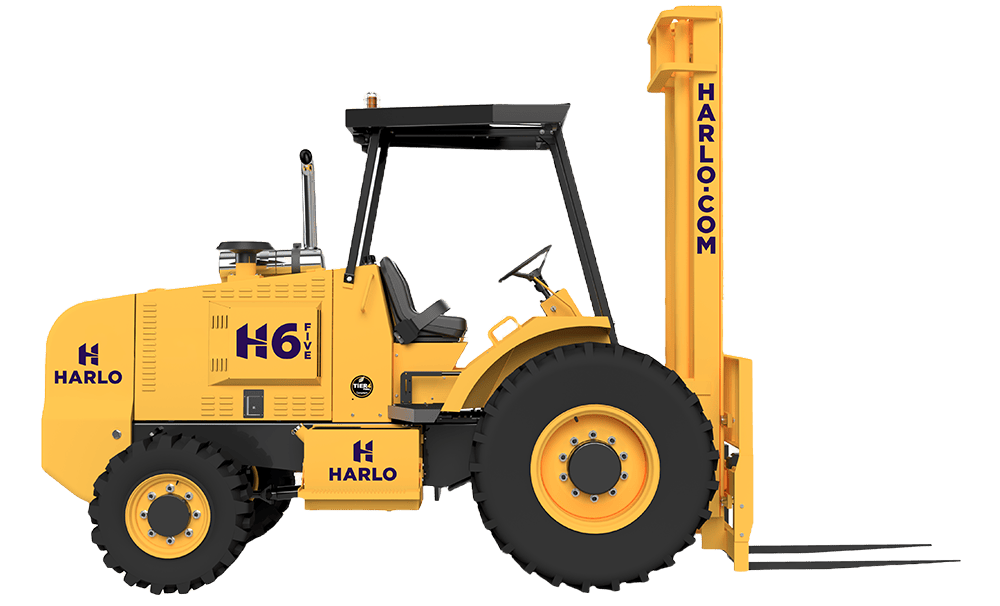 Harlo H6 Series rough terrain forklift, side view