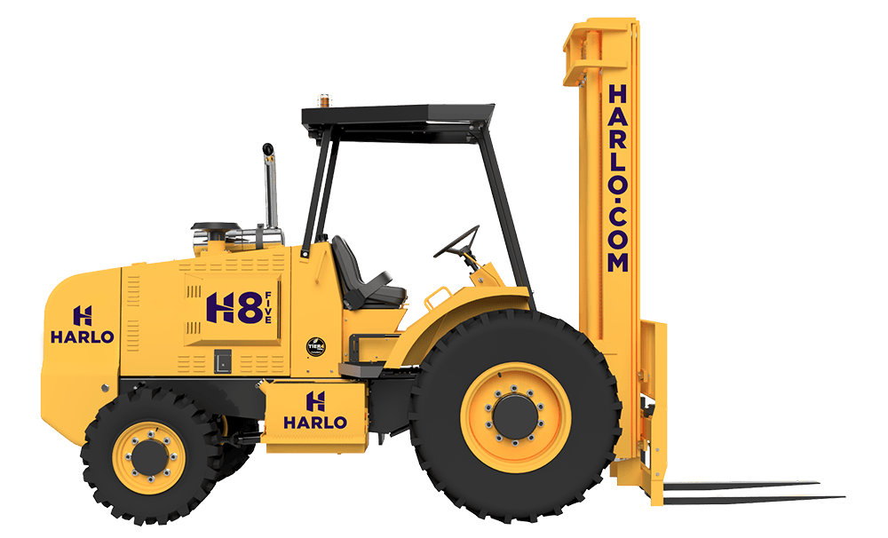 Harlo H8 Series rough terrain forklift, side view