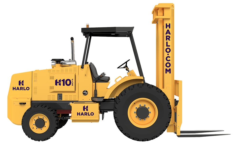 Harlo H10 Series rough terrain forklift, side view